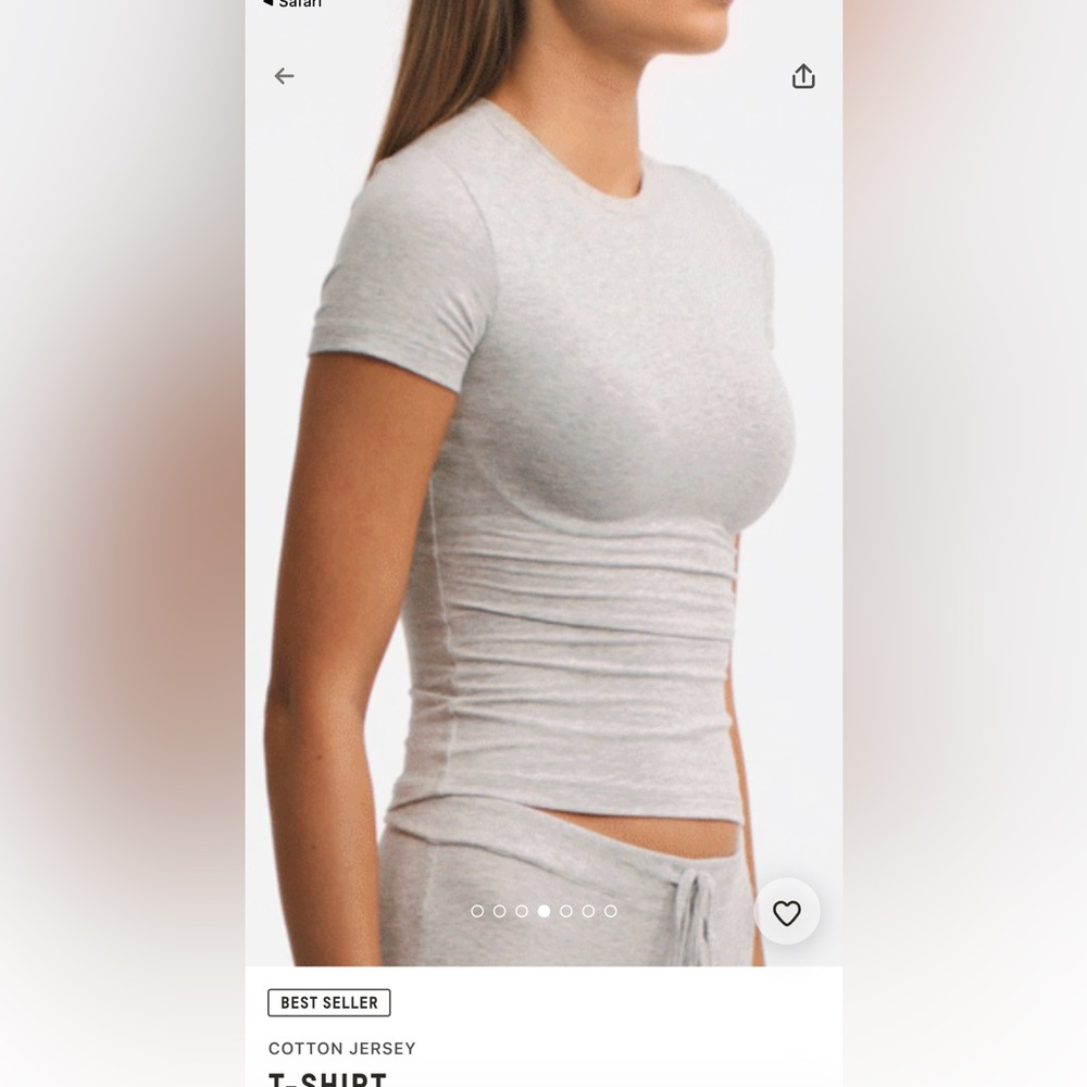SKIMS Gray Fitted Ruched Short Sleeve Tee